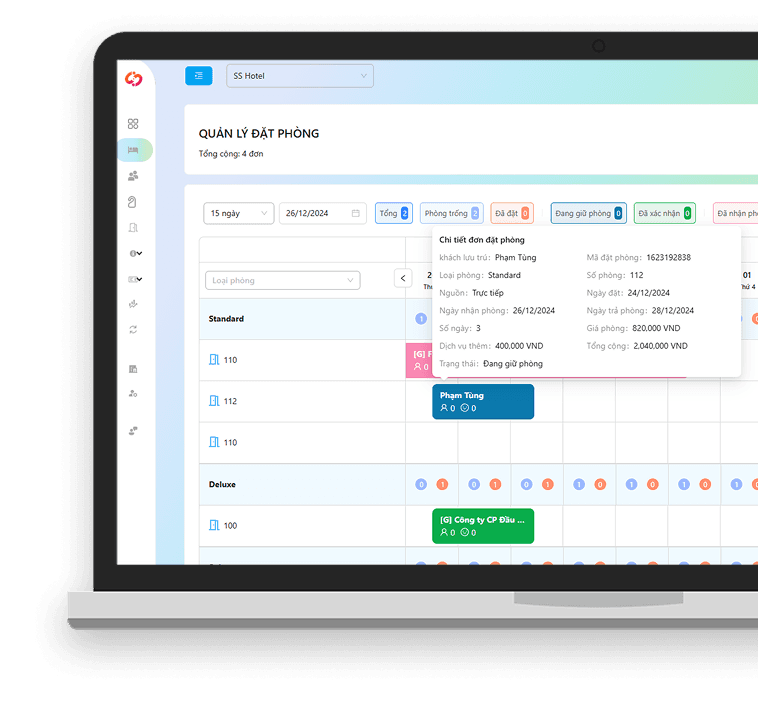 booking screen